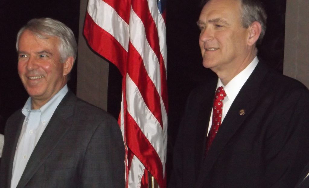 Turkavage, right, with Bob Hugin.