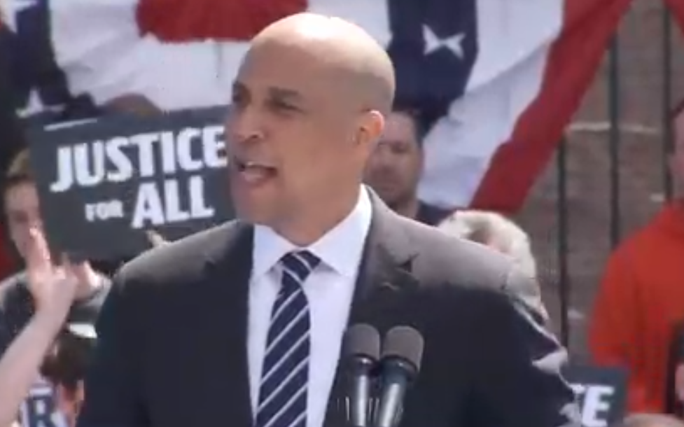 U.S. Senator Cory Booker addresses a crowd of about 2,00 supporters during his 2020 presidential campaign kickoff in Newark, NJ.