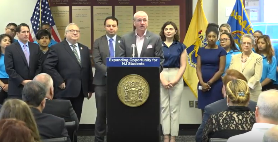 Governor Phil Murphy stood with community college allies and lamented the $30 million in Community College Opportunity Grant (CCOG) cuts by the NJ legislature in the 2020 budget bill, a move that slashes the amount Murphy wants to allocate for community college grants in half.