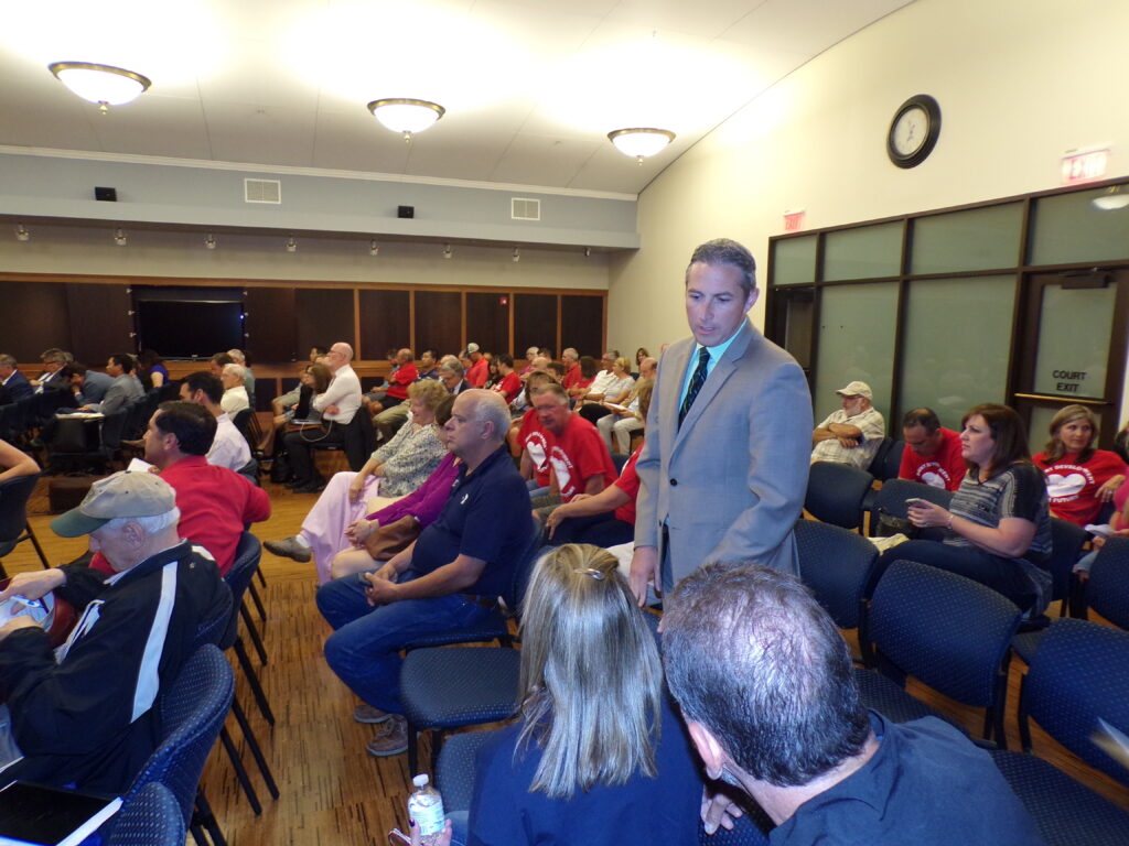 Bridgewater Councilman Matt Moench at Monday night's Planning Board meeting.