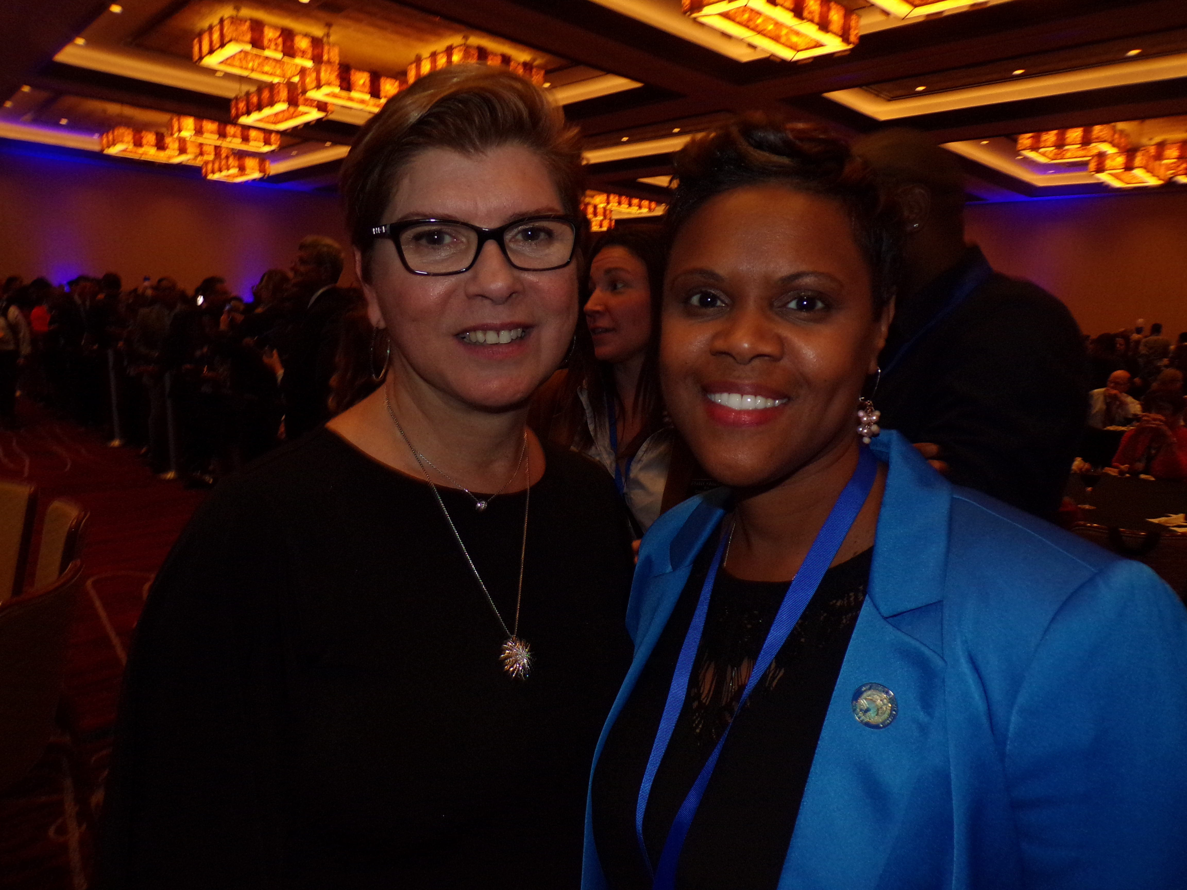 IN THE CROWD FOR PELOSI'S SPEECH: Senator Nellie Pou and Assemblywoman Shavonda Sumter of LD35.