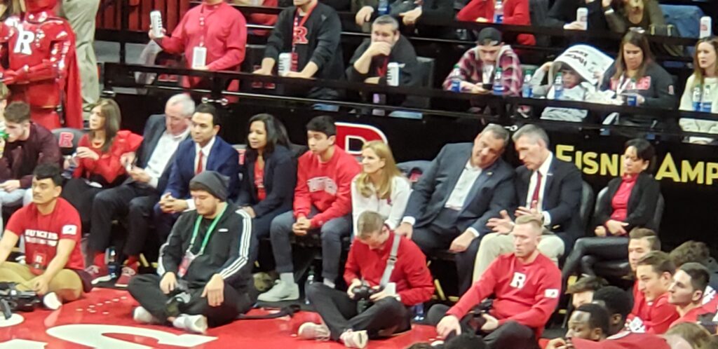 Murphy and Christie at the Rutgers-Michigan game.