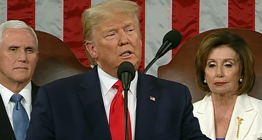 The night before his impeachment acquital in the senate, Trump delivered a speech that House Speaker Nancy Pelosi would rip in half immediately after his delivery.