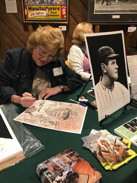 1 A Babe Ruths Grandaughter Linda Ruth Tosetti, signing James Fiorentino art at DR Greenway