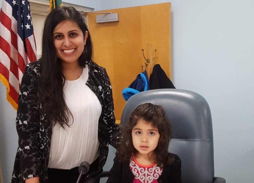 Candidate Jaffer with her daughter.