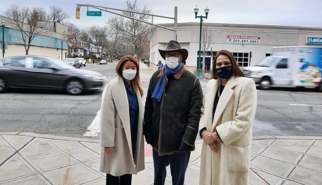 From left to right: former Englewood Cliffs Councilwoman Ellen Park, Assemblyman Gordon M. Johnson, former Tenafly Councilwoman Shama Haider