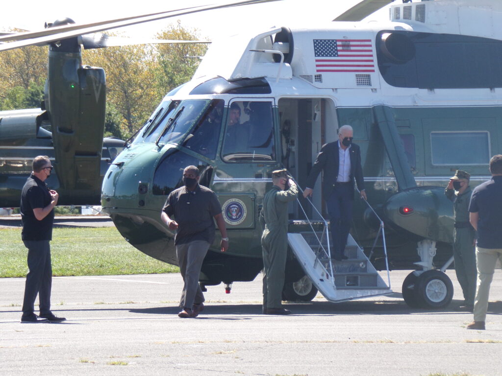 Biden touches down.