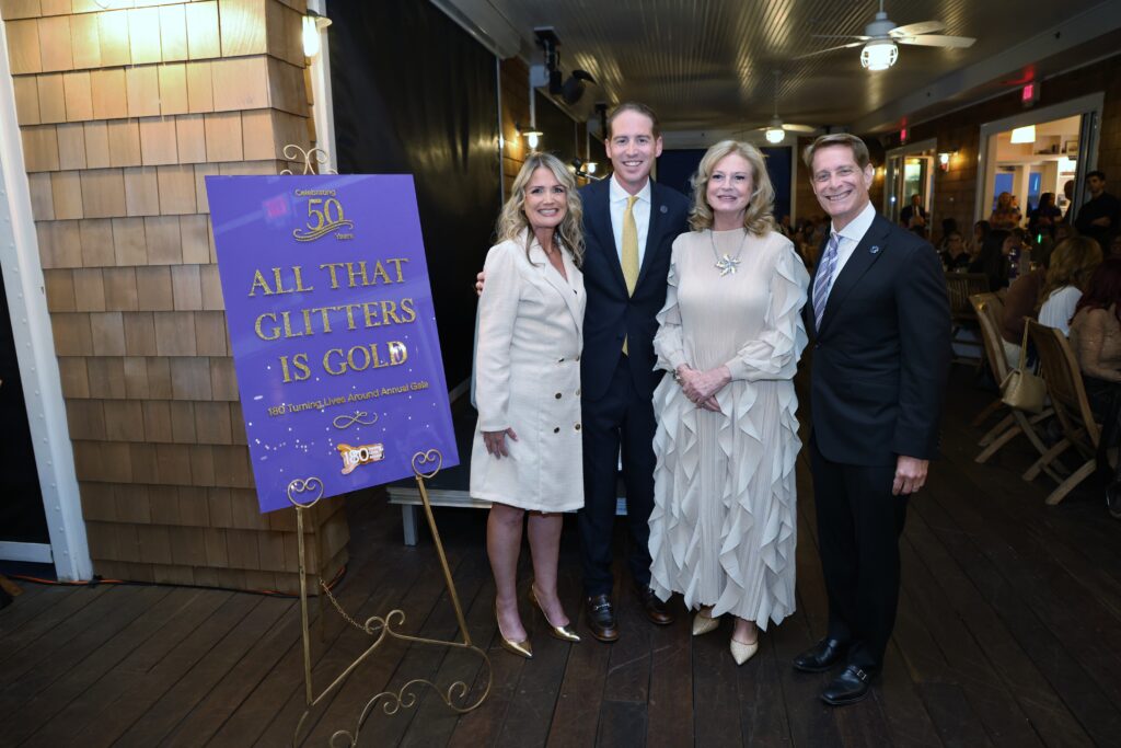 180 CEO Liz Graham and honorees. From left to right: Liz Graham, CEO, 180 Turning Lives Around; Tony Perry, Mayor, Middletown, NJ; Maureen Lloyd, Co-President, Monmouth Park Charity Fund; Bob Garrett, CEO, Hackensack Meridian Health.
